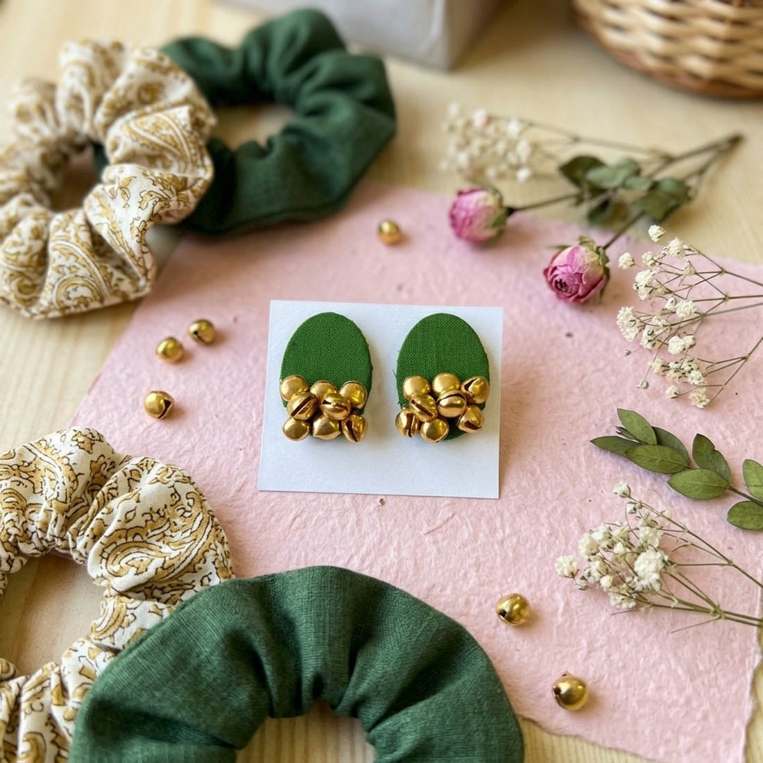 Elegant Mehandi Green Color Handcraft Earrings Festive Ethnic Jewelry Design