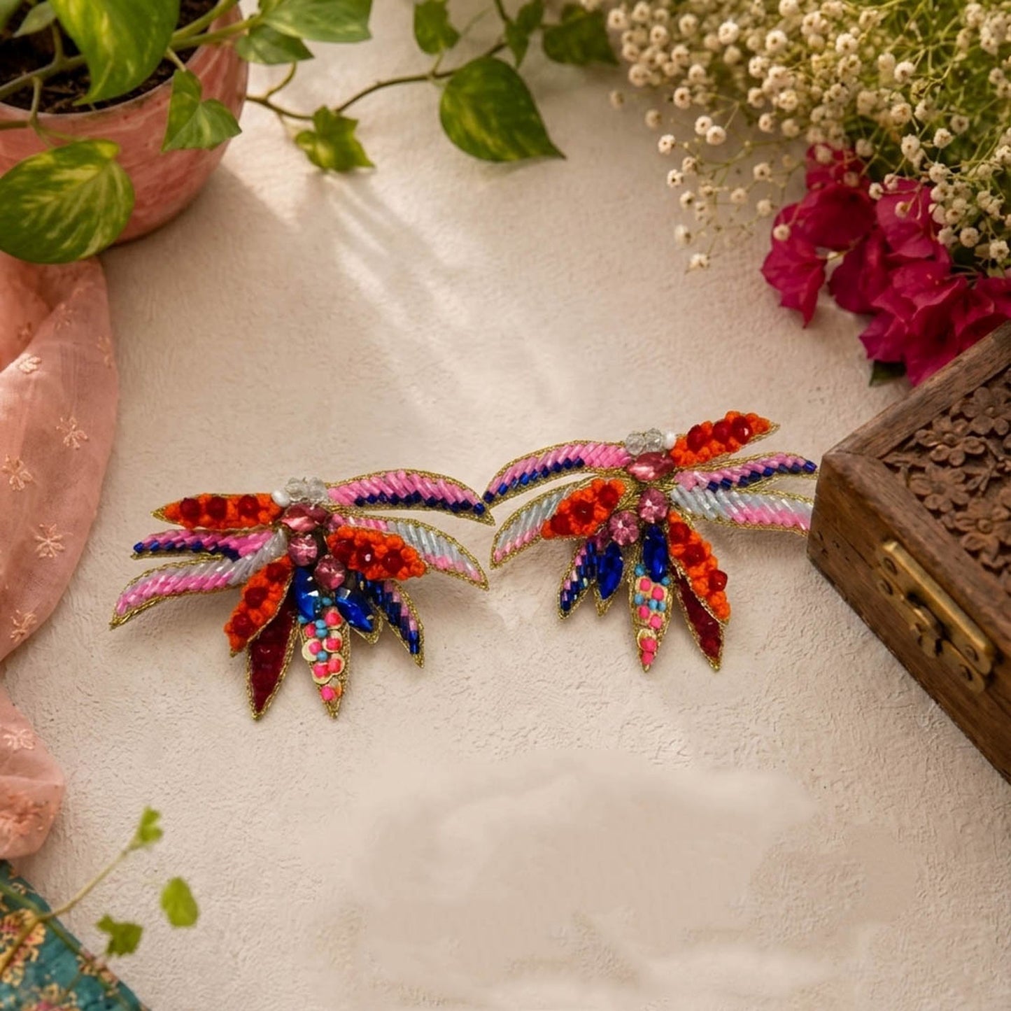 Multi Color Handcraft Earrings With Artistic Traditional Design For Women
