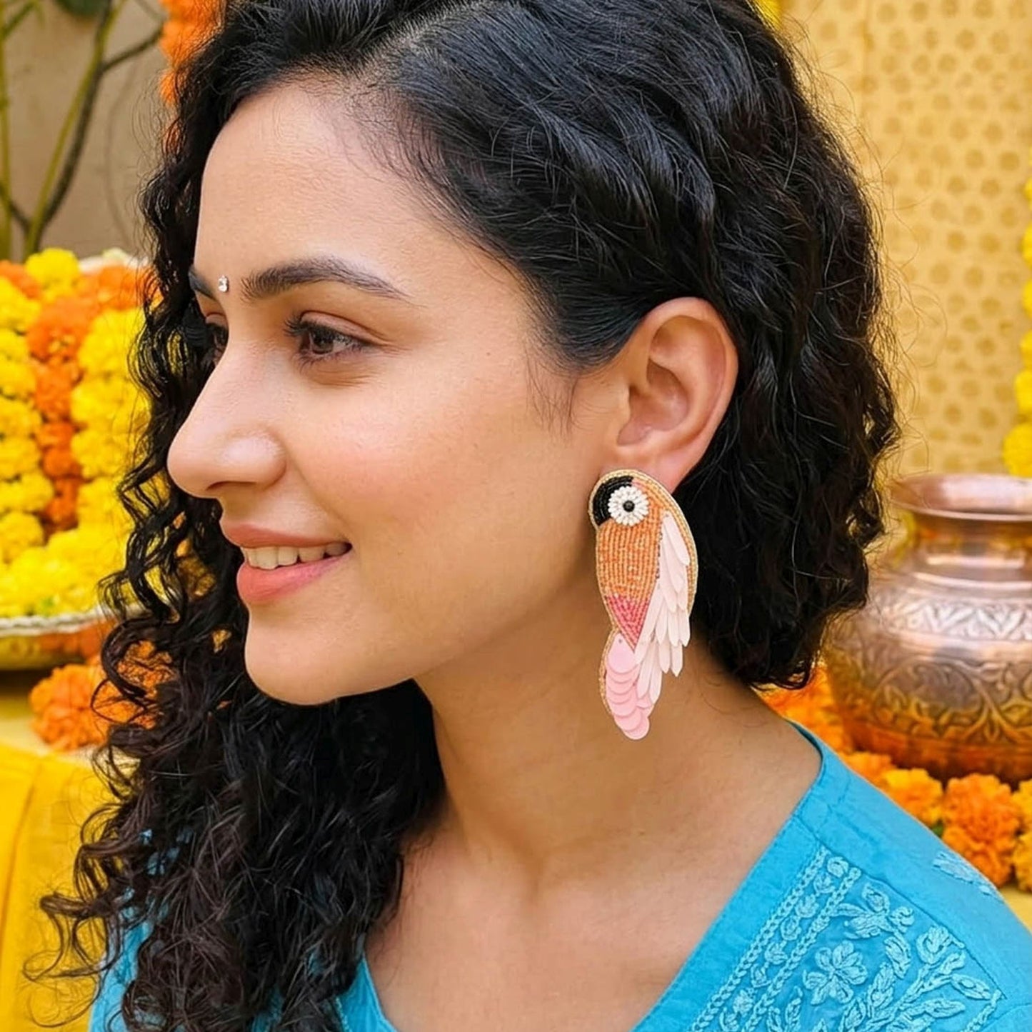 Light Pink Color Handcraft Earrings With Elegant Handmade Designer Finish
