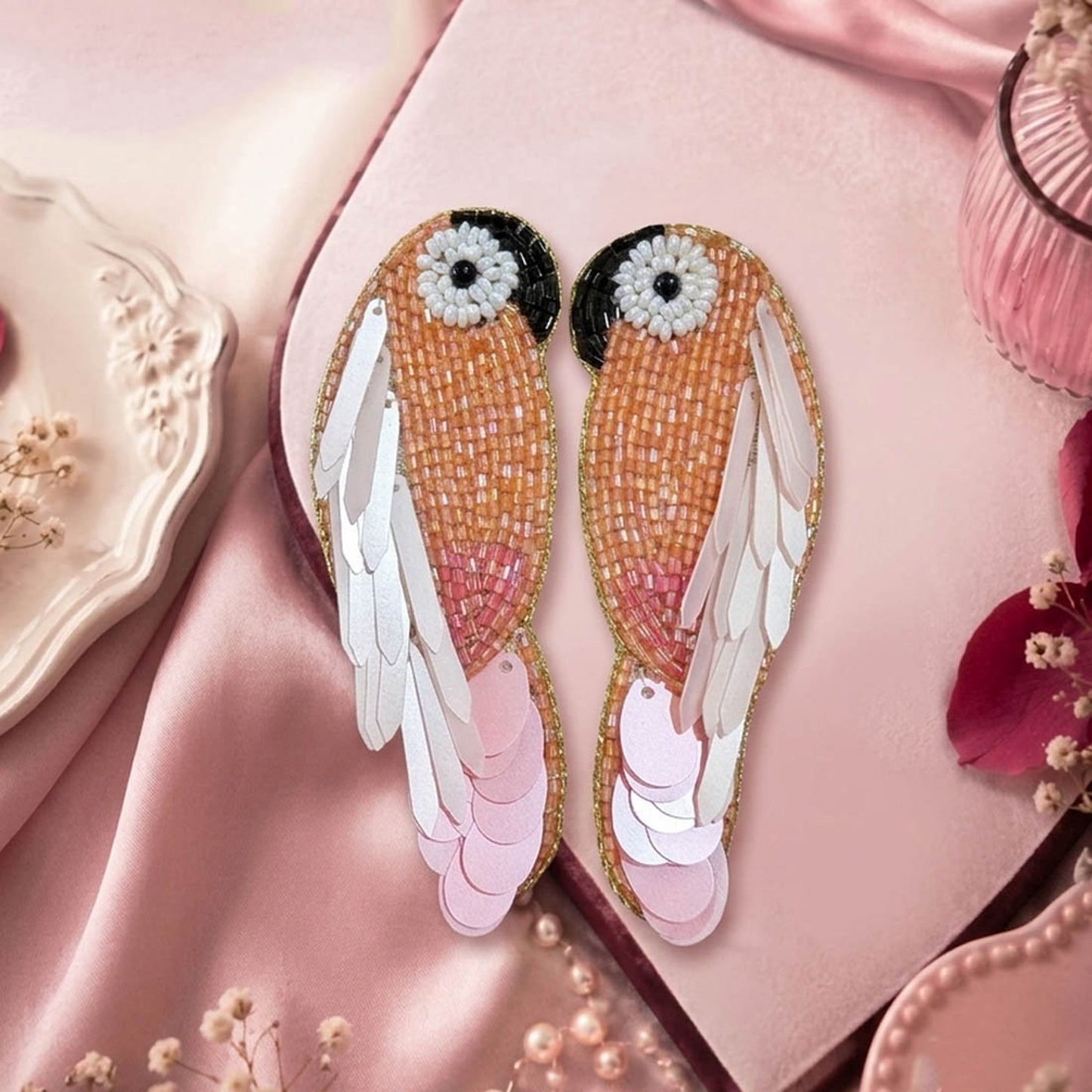 Light Pink Color Handcraft Earrings With Elegant Handmade Designer Finish