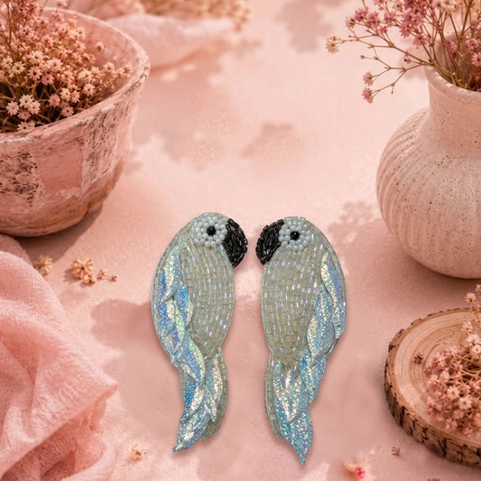 White Color Handcraft Earrings With Stylish Contemporary Handmade Detailing