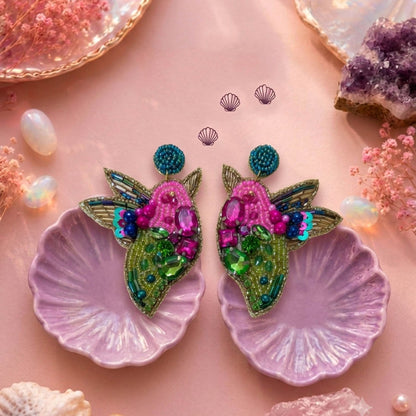 Multi Color Birds Design Handcraft Earrings With Creative Artistic Charm