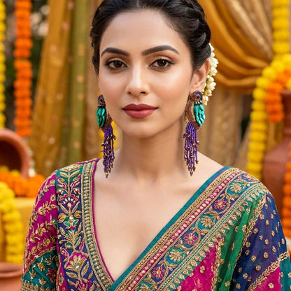 Multi Color Parrot Design Handcraft Earrings With Vibrant Handmade Beauty