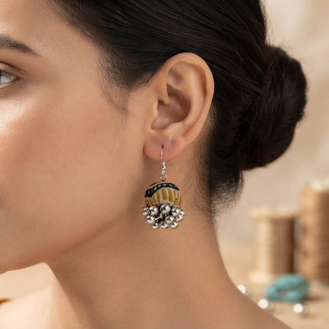 Artisanal Multi Color Handcraft Earrings Jhumki Threadwork Fashion Jewelry