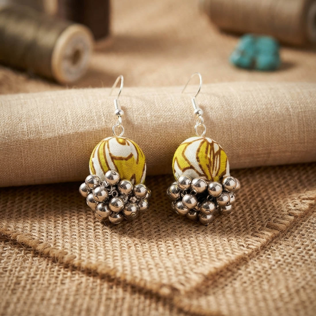 Soothing Light Green Color Handcraft Earrings Jhumki Ethnic Party Accessory