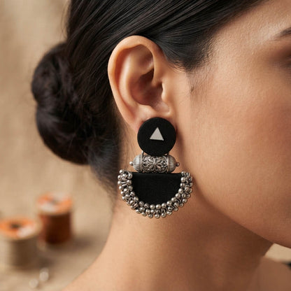 Stylish Black Color Handcraft Oxidised Earrings Dangle Indo-Western Accessory