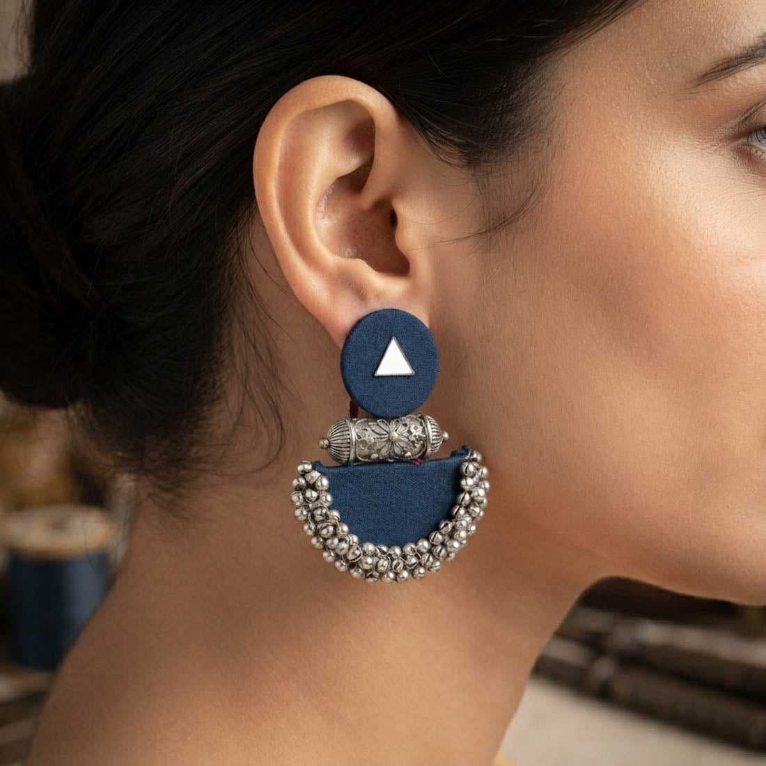 Gorgeous Blue Color Handcraft Oxidised Earrings Dangle for Casual Outfits