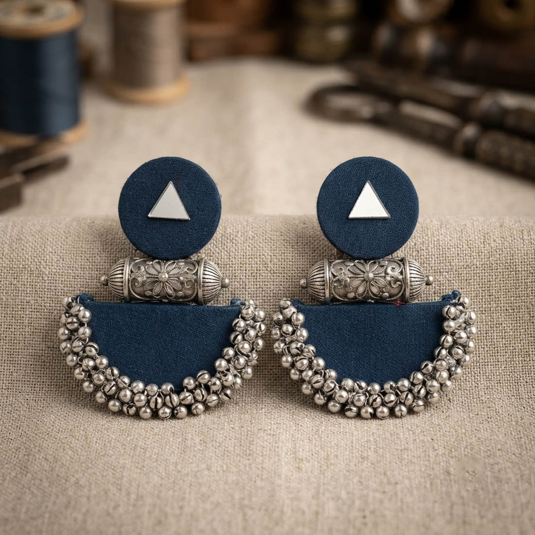 Gorgeous Blue Color Handcraft Oxidised Earrings Dangle for Casual Outfits