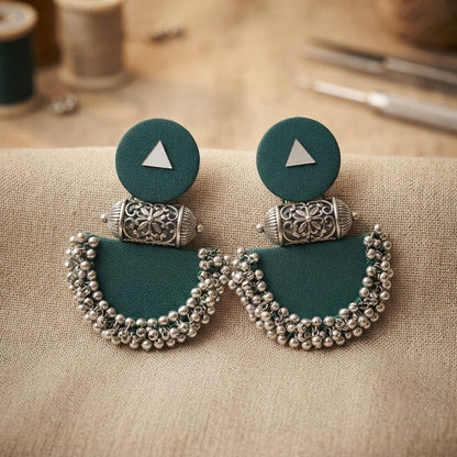 Elegant Green Color Handcraft Oxidised Earrings Dangle Boho Style Jewelry