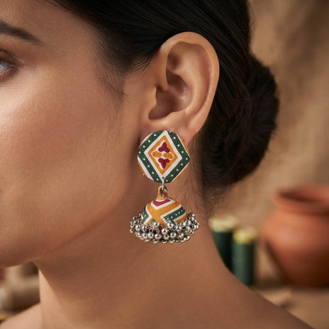 Colorful Multi Color Handcraft Earrings Jhumki Designed for Traditional Events