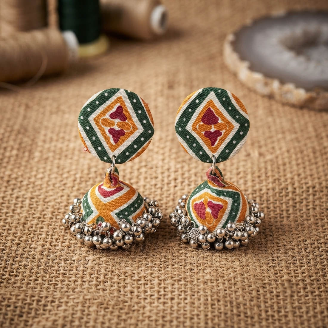 Colorful Multi Color Handcraft Earrings Jhumki Designed for Traditional Events
