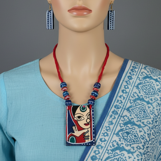 Elegant Multi Color Wooden Handcraft Necklace Set With Handmade Craftsmanship