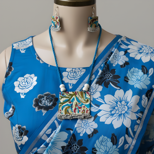 Exquisite Multi Color Wooden Handcraft Necklace Set With Traditional Indian Art