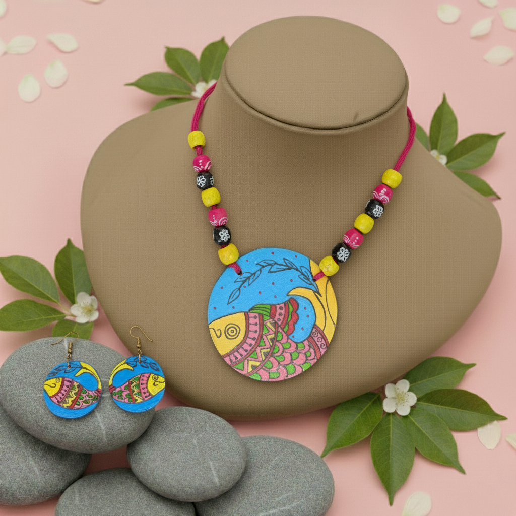 Gorgeous Multi Color Wooden Handcraft Necklace Set For Women’S Daily F ...