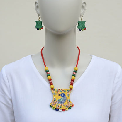 Multi Color Wooden Handcraft Necklace Set Offering Traditional Tribal Inspired Fashion Jewelry