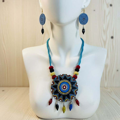Multi Color Wooden Handcraft Necklace Set Styled With Vibrant Artistic Wooden Beads For Women