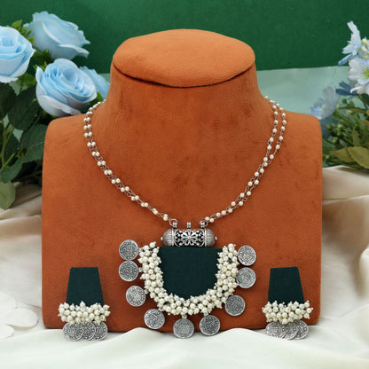 Grüne Holz-Handarbeits-Halsketten-Set Elegante Ethnische Festliche Schmuckkollektion Design