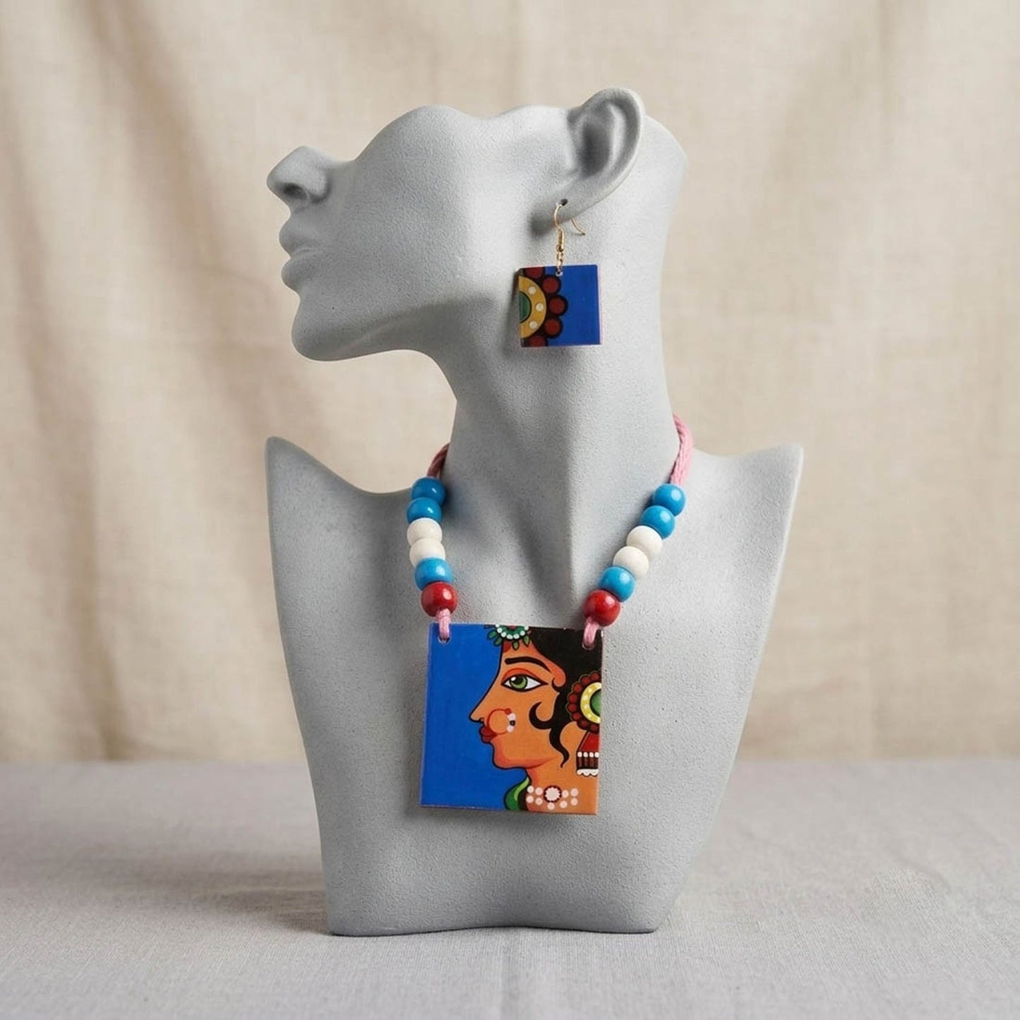Multi Color Wooden Handcraft Necklace Set with Beautiful Handmade Ethnic Jewelry Design