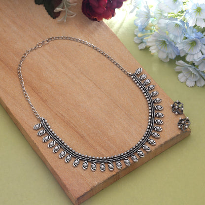 Silver Color Oxidised Necklace Set Inspired By Vintage Traditional Jewellery