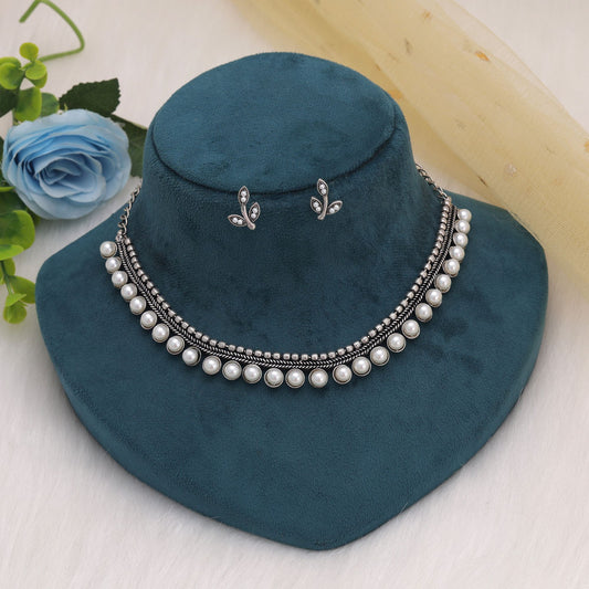 Silver Color Oxidised Necklace Set With Unique Cultural Fashion Touch