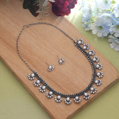 Silver Color Oxidised Necklace Set For Stylish Traditional Women Collection