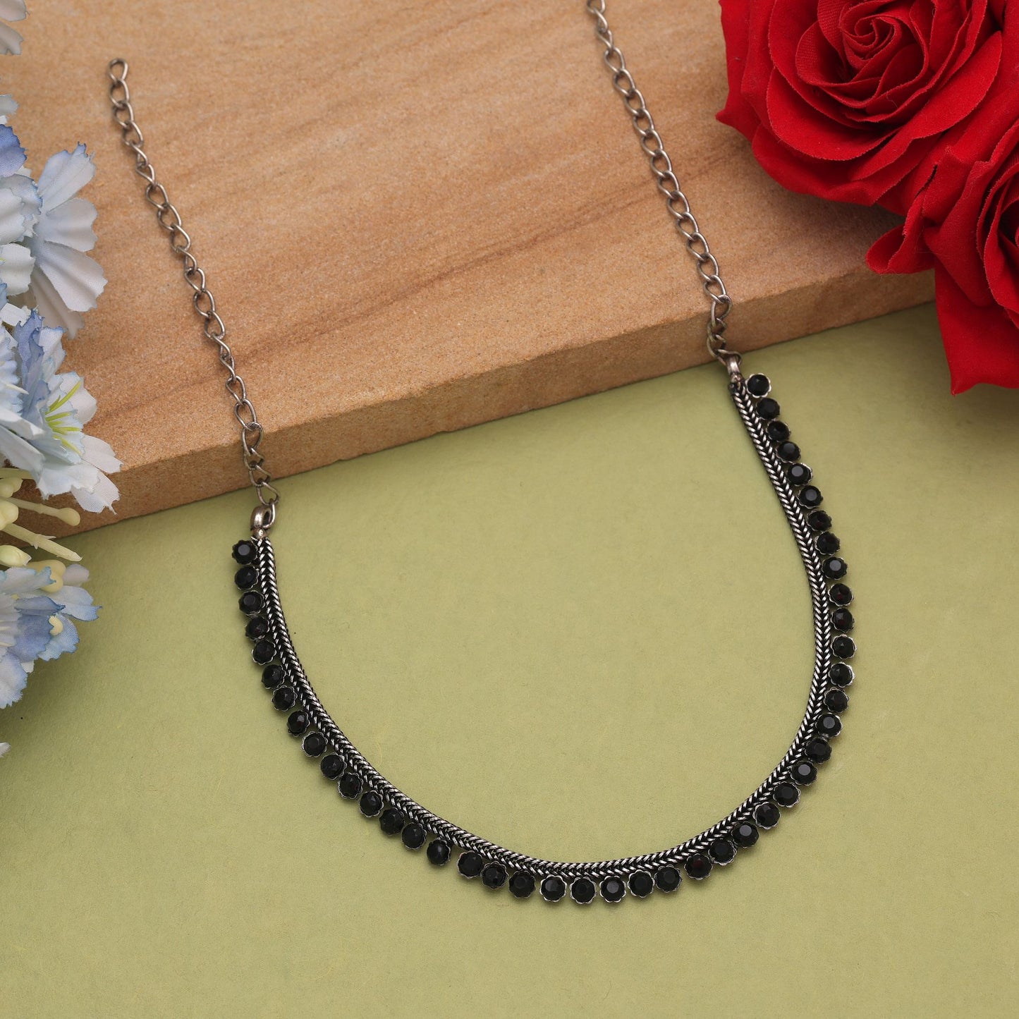 Black Color Oxidised Necklace With Elegant Traditional Fashion Inspired Look