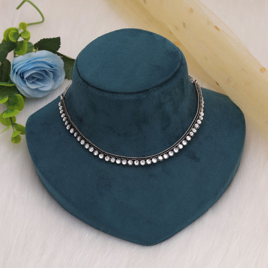 White Color Oxidised Necklace Featuring Graceful Ethnic Jewellery Pattern
