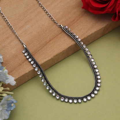 White Color Oxidised Necklace Featuring Graceful Ethnic Jewellery Pattern