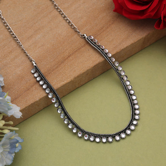 White Color Oxidised Necklace Featuring Graceful Ethnic Jewellery Pattern