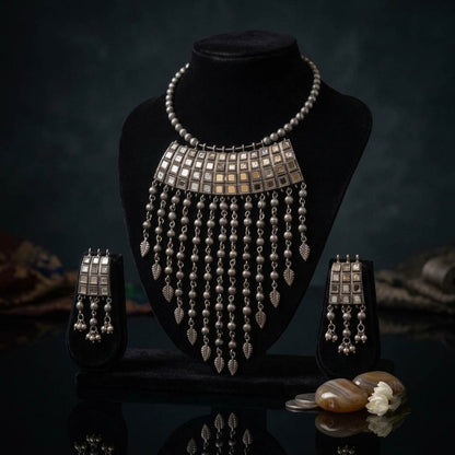 Silver Color Oxidised Necklace Set Traditional Ethnic Style