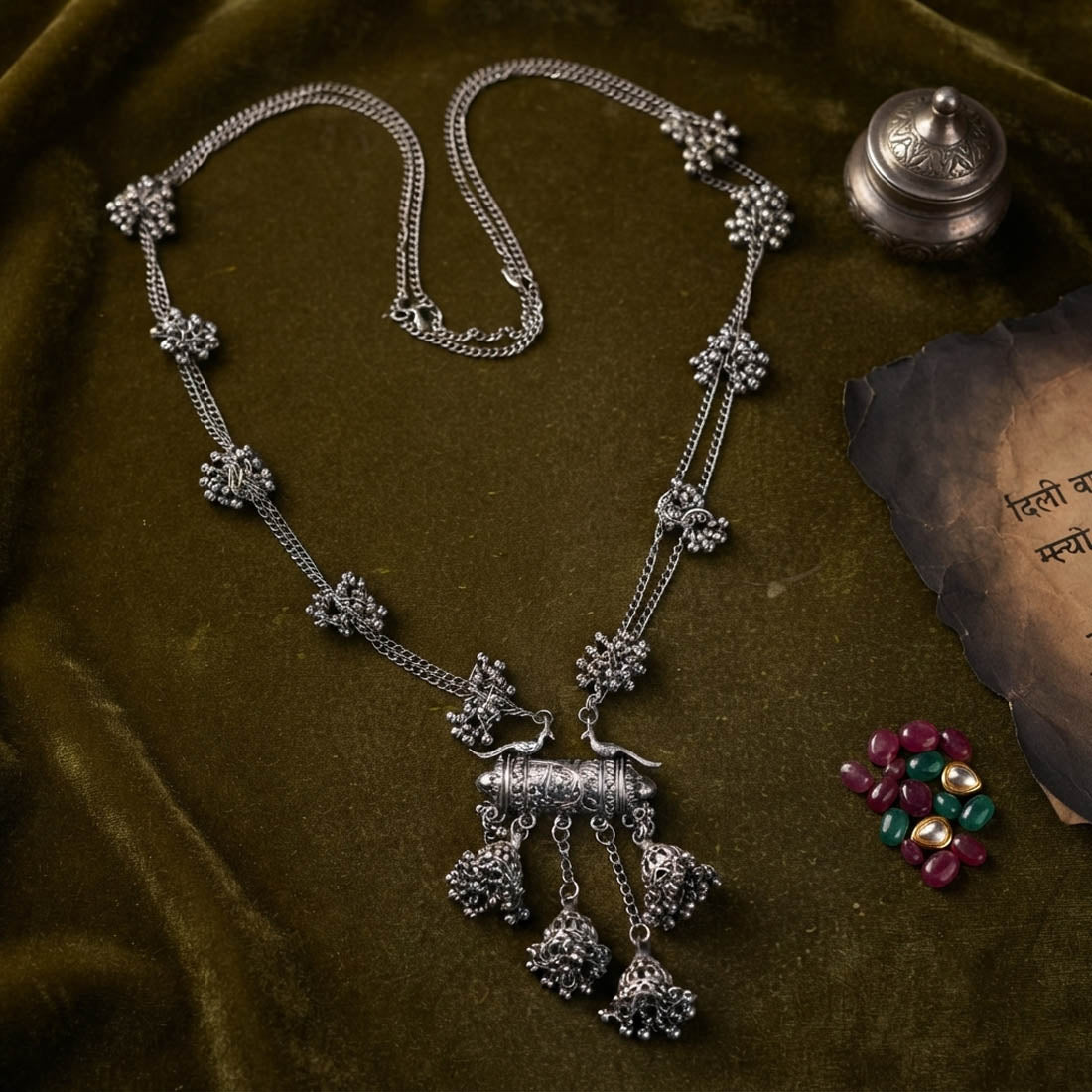 Silver Color Oxidised Necklace Traditional Fashion Style
