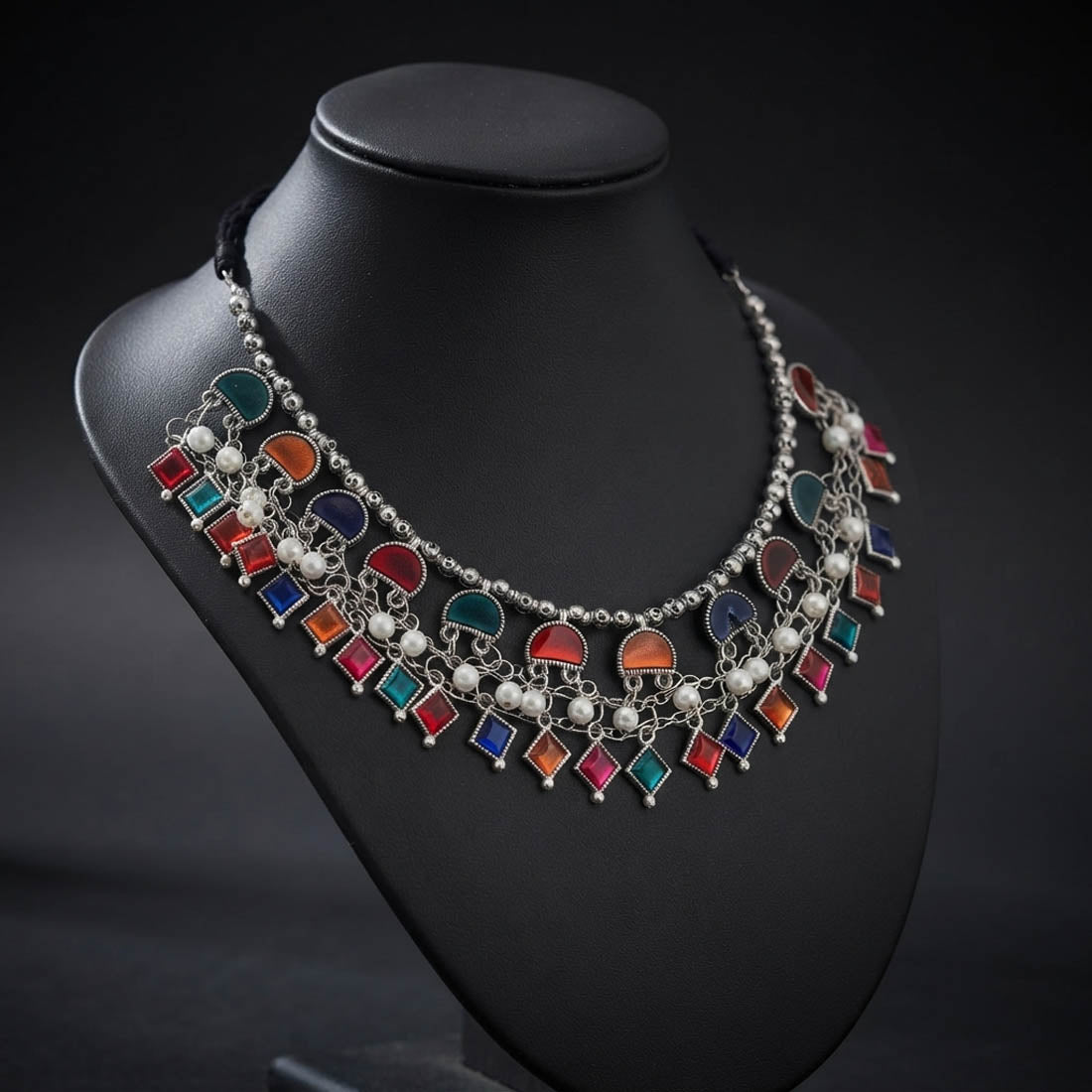 Multi Color Meena Work Oxidised Necklace Beautiful Ethnic Appeal