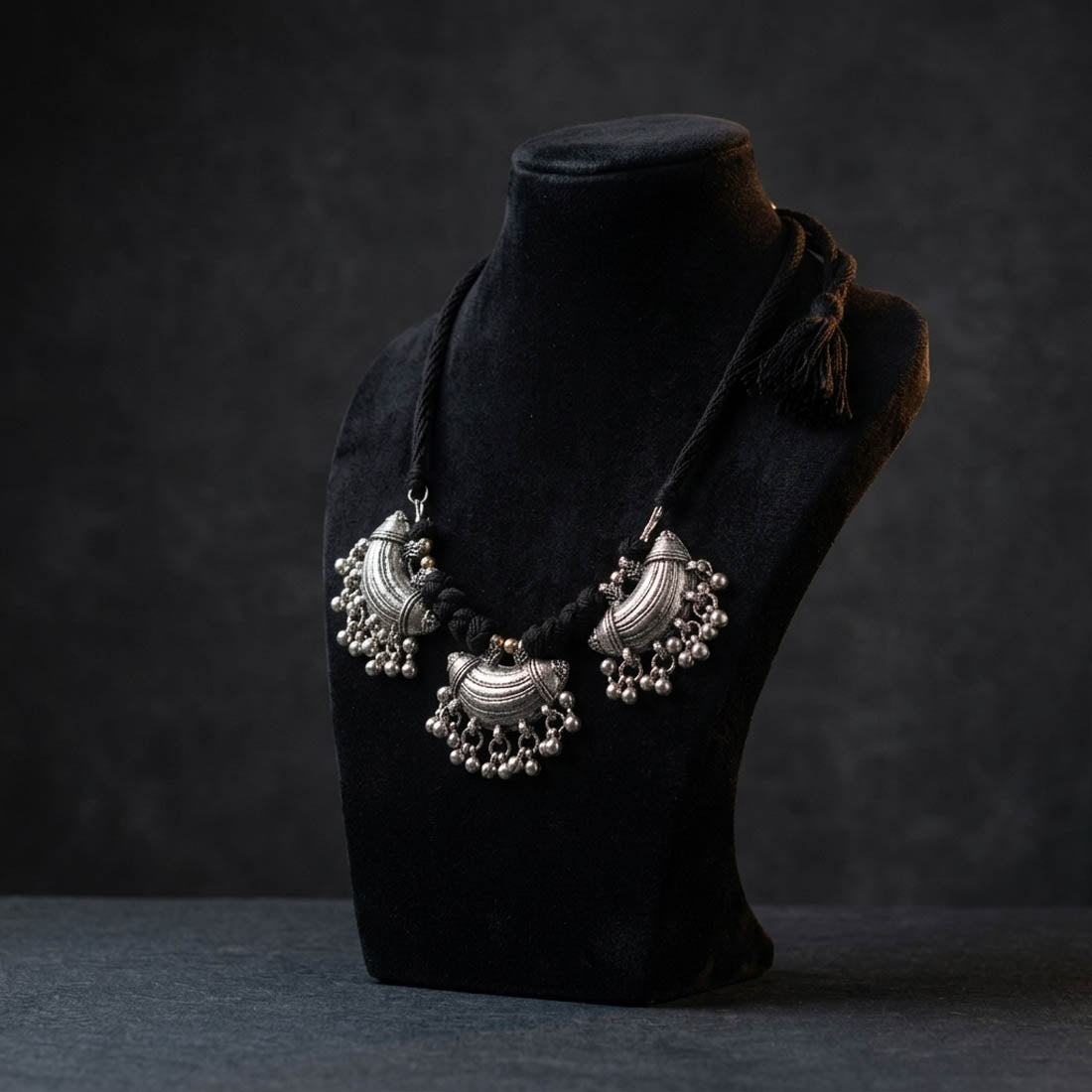 Silver & Black Color Oxidised Necklace Traditional Fashion Appeal