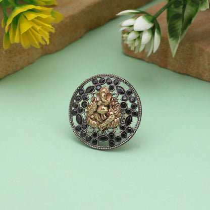 Black Color Dual Tone Oxidised Rings Featuring Dramatic Dark Elegance With Meticulous Oxidised Craftsmanship