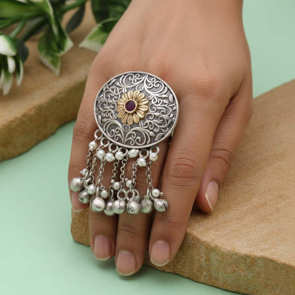 Rani Color Dual Tone Oxidised Rings Presenting Regal Hues Paired With Exquisite Oxidised Workmanship