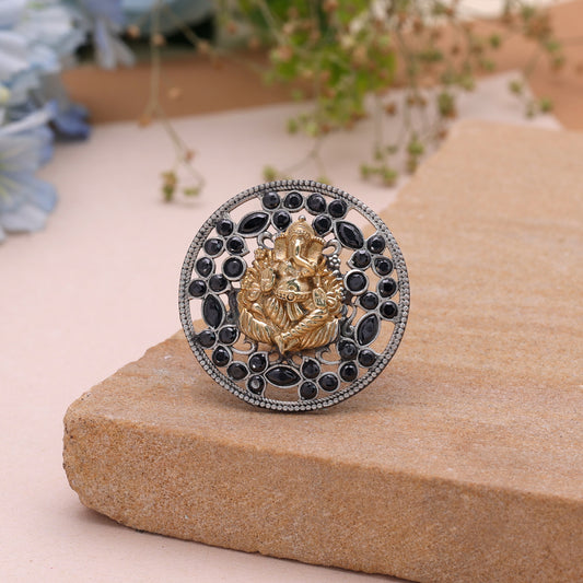 Black Color Dual Tone Oxidised Rings with Graceful Ethnic Jewelry Finish