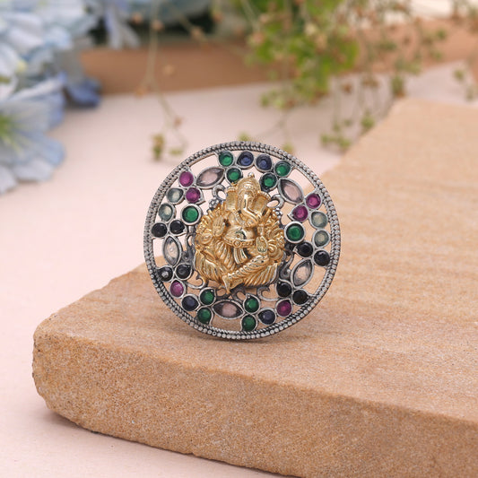 Multi Color Dual Tone Oxidised Rings Crafted for Stylish Everyday Fashion Wear