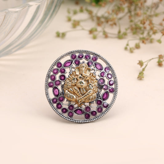 Purple Color Dual Tone Oxidised Rings with Beautiful Designer Jewelry Appeal
