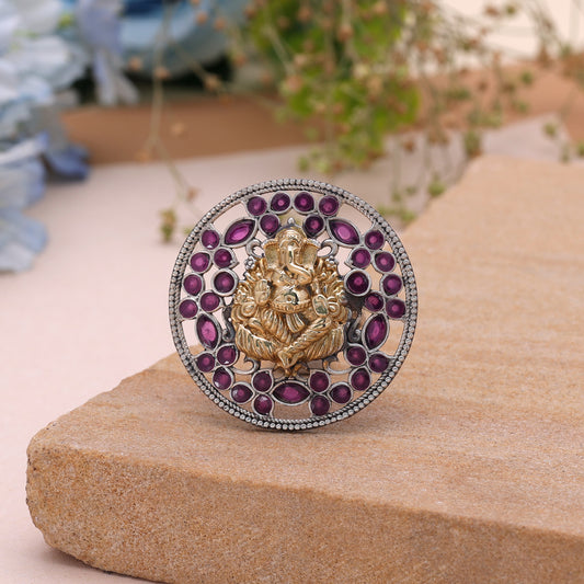 Purple Color Dual Tone Oxidised Rings with Beautiful Designer Jewelry Appeal