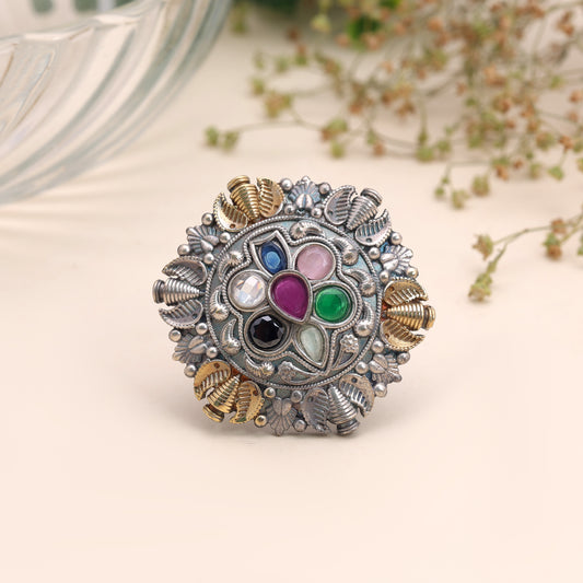 Multi Color Dual Tone Oxidised Rings Featuring Elegant Designer Appeal