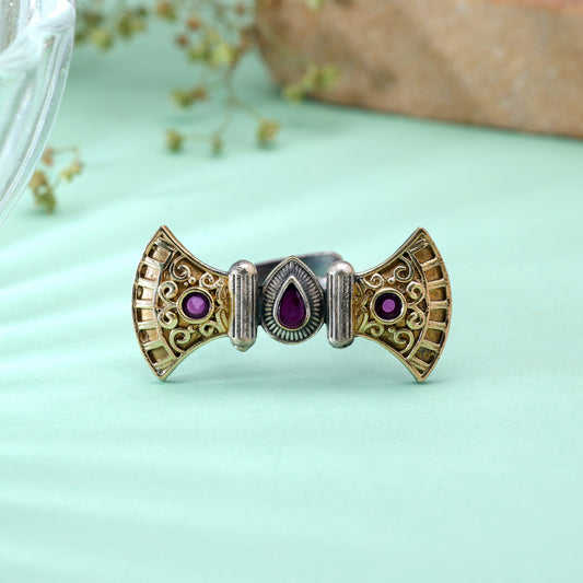 Purple Color Dual Tone Oxidised Rings Featuring Royal Handmade Fashion Style