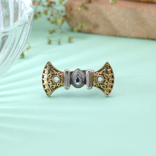 White Color Dual Tone Oxidised Rings with Elegant Ethnic Designer Appeal