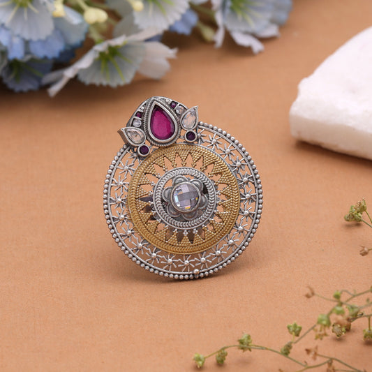 Purple Color Dual Tone Oxidised Rings Featuring Stylish Handmade Appeal