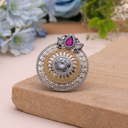 Purple Color Dual Tone Oxidised Rings Featuring Stylish Handmade Appeal