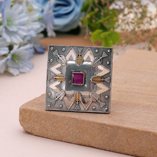 Rani Color Dual Tone Oxidised Rings with Premium Traditional Fashion Style