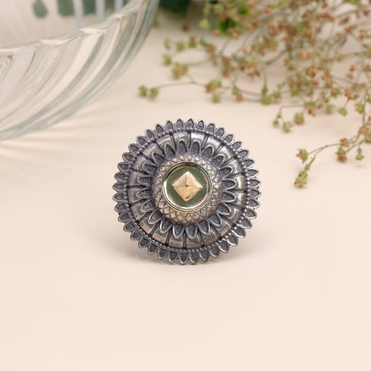 Gold & Silver Color Dual Tone Oxidised Rings with Royal Designer Finish