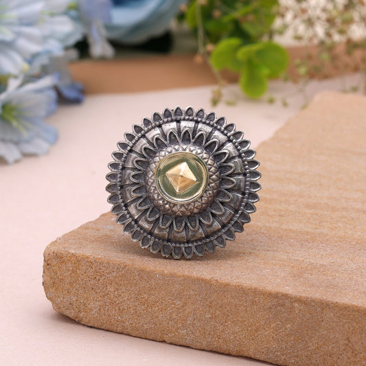 Gold & Silver Color Dual Tone Oxidised Rings with Royal Designer Finish