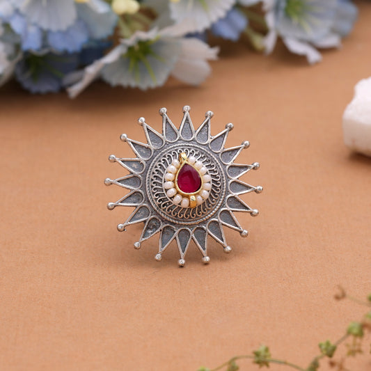 Rani Color Dual Tone Oxidised Rings Featuring Beautiful Traditional Jewelry Style