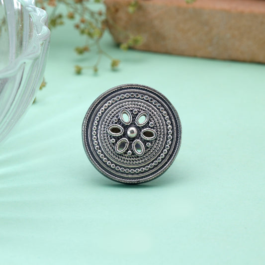 Silver Color Oxidised Rings with Elegant Handmade Ethnic Fashion Appeal