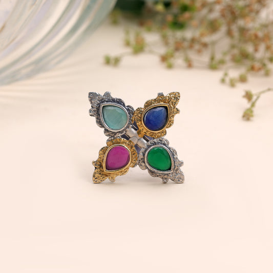 Multi Color Dual Tone Oxidised Rings Crafted for Beautiful Designer Appeal